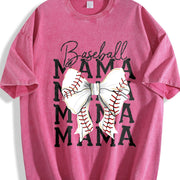 Baseball Mama Coquette Bow Vintage Washed T-Shirt in Red