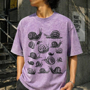 Snails Snail Lover Vintage Washed T-Shirt in Purple