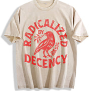 Radicalized By Basic Decency Political Protest vintage washed oversized T-shirt in Beige