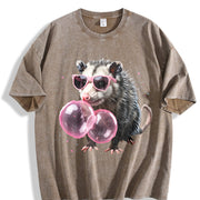 Bubblegum Opossum Vintage Washed T-Shirt in Brown
