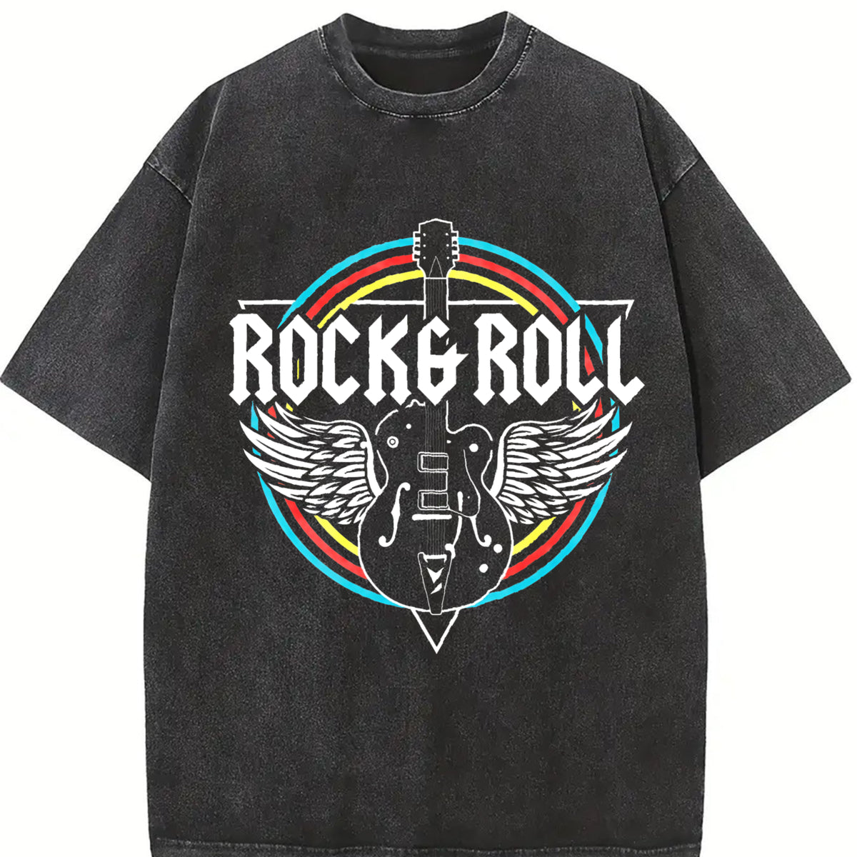 Round Rock Band Spring and -1xl-5xl Vintage Washed T-Shirt in Black