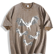 Bat Gothic Batik Vintage Washed T-Shirt in Brown