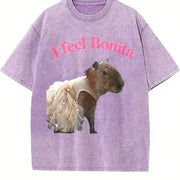 Princess Capy - I feel Bonita - Sparkly and Cute - vintage washed oversized T-shirt in Purple