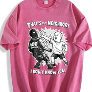 That's My Neighbor Anti ICE and Batik vintage washed oversized T-shirt in Red