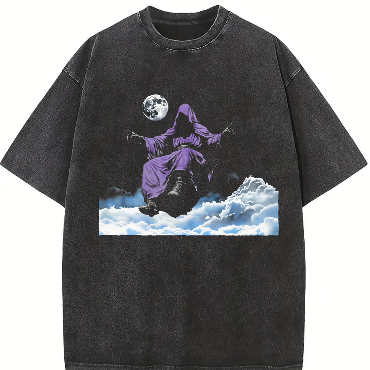 Distressed with Fun. Stylish Vintage Washed T-Shirt in Black