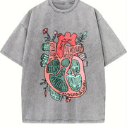 Anatomical Heart Cardiology ICU CVICU Nurse in the Making Vintage Washed T-Shirt in Gray