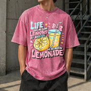 Life Gave Me Lemons, but Jesus Made Lemonade Vintage Washed T-Shirt in Red