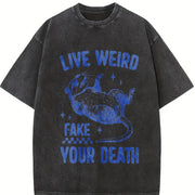 Retro Sarcastic Possum 90s Vintage Washed T-Shirt in Black