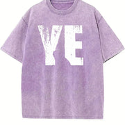 Distressed T White 'Ye' with Silhouette Vintage Washed T-Shirt in Purple