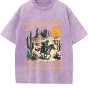 Retro Wranglin' Feral Children Raccoon 90s Western vintage washed oversized T-shirt in Purple