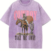 Cowboy Take Me Away vintage washed oversized T-shirt in Purple