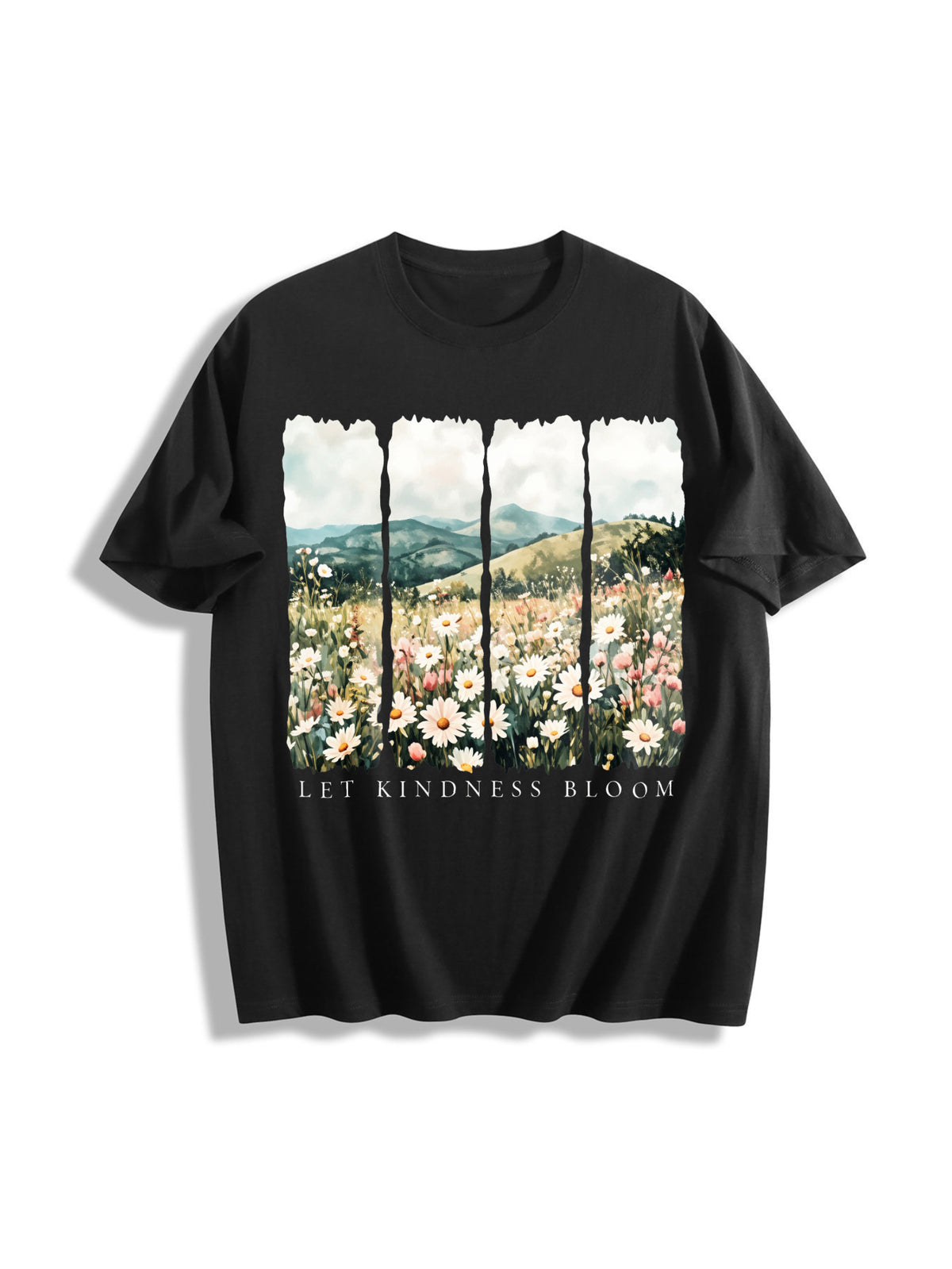 Let Kindness Bloom Cotton T-Shirt in Black