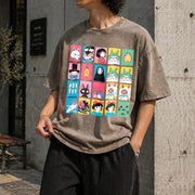 Studio Ghibli Hayao Miyazaki Studio Ghibli No Face Ghibli Vintage Washed T-Shirt in Brown