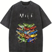 Retro Milf 90s Frogs Vintage Washed T-Shirt in Black