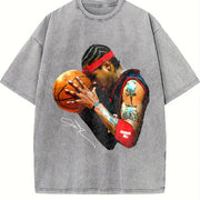 AI The Answer 90's Basketball Style vintage washed oversized T-shirt in Gray