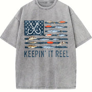 Keepin' It Reel Flag Vintage Washed T-Shirt in Gray