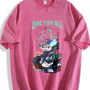 Izuku Midoriya One For All My Hero Academia Season 8 vintage washed oversized T-shirt in Red