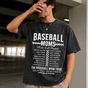 Baseball Mom Baseball Mama Tour Vintage Washed T-Shirt in Black