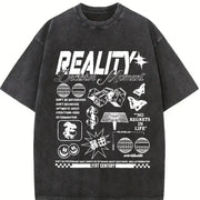 Pure Retro Blouse for Attire Vintage Washed T-Shirt in Black