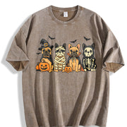 ® Halloween French Bulldog Vintage Washed T-Shirt in Brown