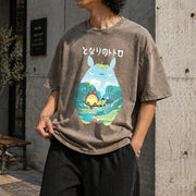 Ghibli Totoro Spirited Away Vintage Washed T-Shirt in Brown