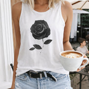 White Rose Women's Color Cotton Tank Top in White