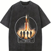 Artemis Rocket Launch Vintage Washed T-Shirt in Black