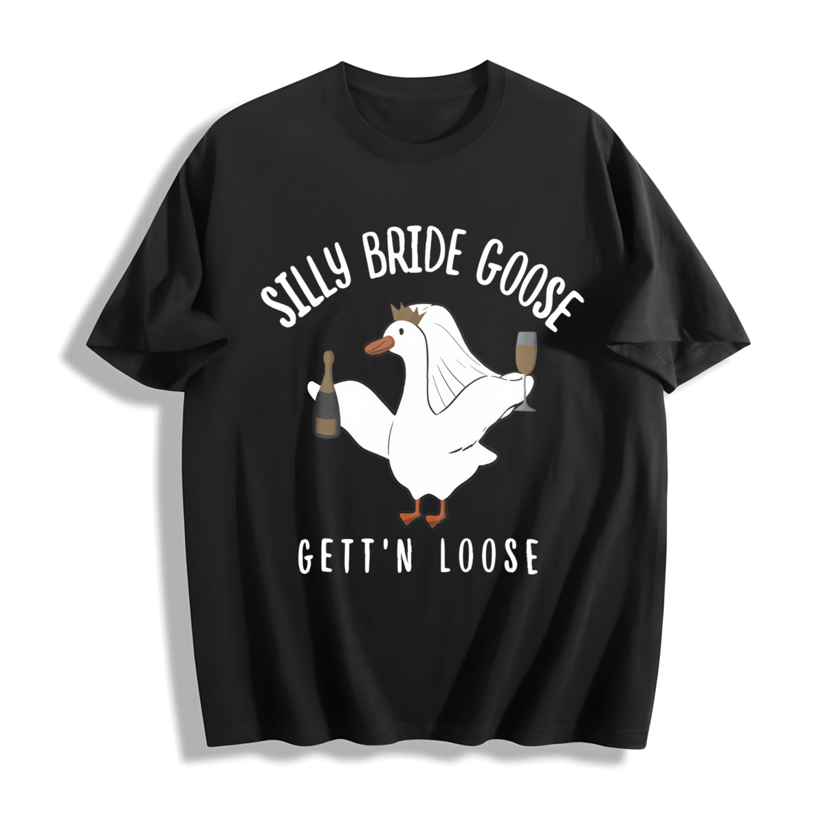 Goose Bride Goose Lover Cotton T-Shirt in Black