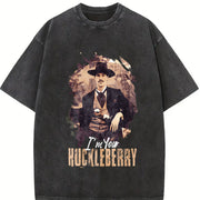 I'm Your Huckleberry Doc Holliday /Tombstone Western/ vintage washed oversized T-shirt in Black