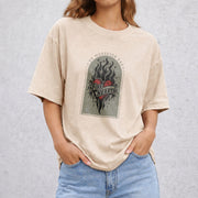 Throne of Glass Fireheart vintage washed oversized T-shirt in Beige