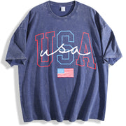 USA 4th Of July Patriotic vintage washed oversized T-shirt in Blue