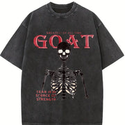 GOAT Skeleton Fire White Vintage Washed T-Shirt in Black