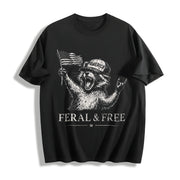 Feral & Free Raccoon Tank Cotton T-Shirt in Black
