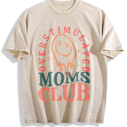 Overstimulated Moms Club Vintage Washed T-Shirt in Beige