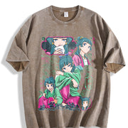 Anime The Apothecary Diaries Maomao Kawaii Harajuku vintage washed oversized T-shirt in Brown