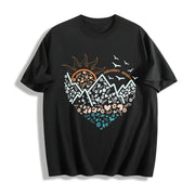 Heart-shaped Sea Sunlight Retro Sports Luokeren Special Cotton T-Shirt in Black
