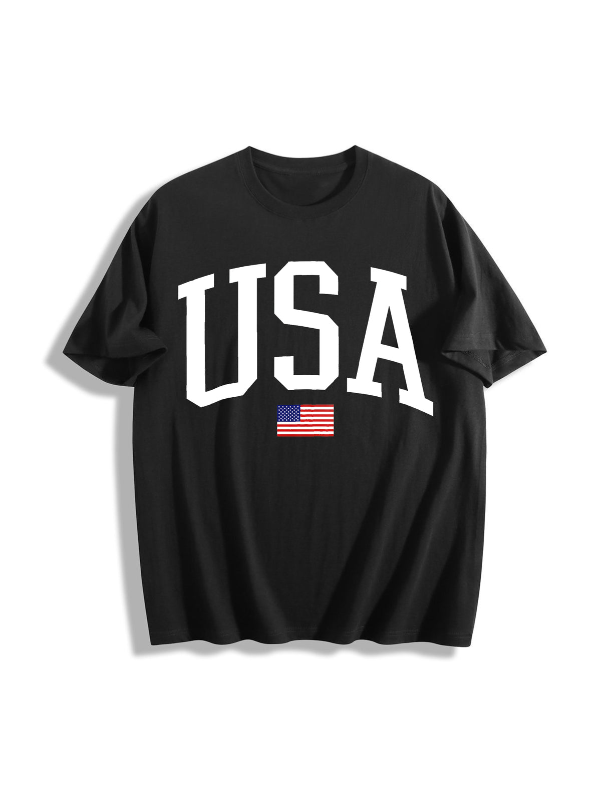 USA Flag America Cotton T-Shirt in Black