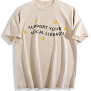 Support Your Local Library Vintage Washed T-Shirt in Beige