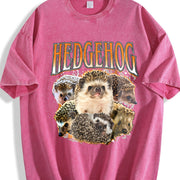 Hedgehog Animal Lover Vintage Washed T-Shirt in Red