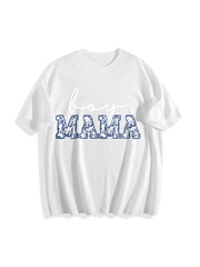 Toile Boy Mama New Mom Pregnancy Announcement Cotton T-Shirt in White