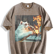 Battle Movie Batik Retro Brand Vintage Washed T-Shirt in Brown