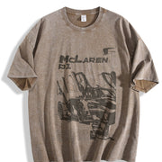 P1 Supercar 90s Vintage Washed T-Shirt in Brown
