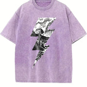 Lightning Bolt Desert Cactus Retro 90s Vintage Washed T-Shirt in Purple