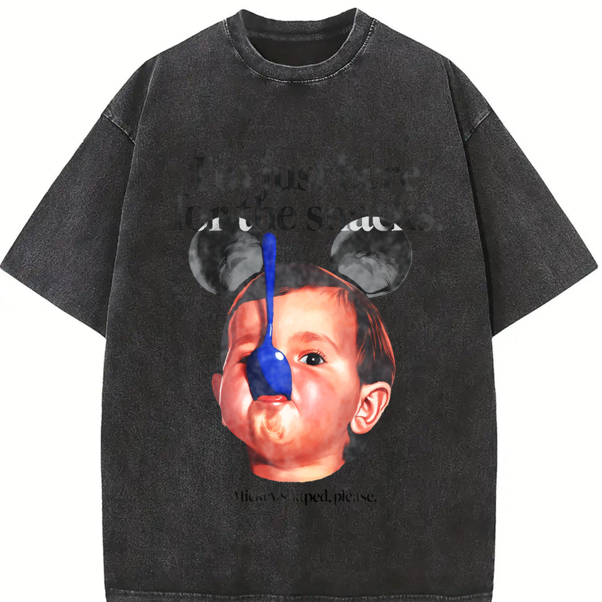 ZestLoop I'm Just Here for the Snacks Vintage Washed T-Shirt in Black