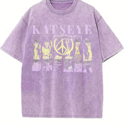 Katseye Kpop Beautiful Chaos Vintage Washed T-Shirt in Purple