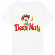 Dee's Nuts Cartoon Joke Cotton T-Shirt in White