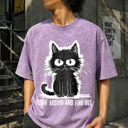 Cat Fluff Around and Find Out Vintage Washed T-Shirt in Purple