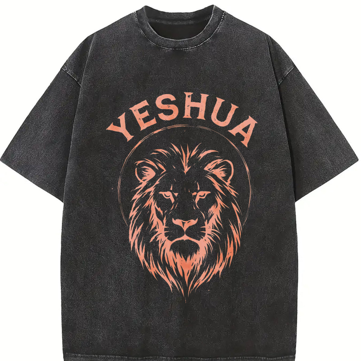 Yeshua Lion of Judah Revelation 5:5 Christian Vintage Washed T-Shirt in Black