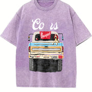 Retro Truck for & Country Western Vintage Washed T-Shirt in Purple