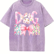 Dog Mama Dog Mom Vintage Washed T-Shirt in Purple